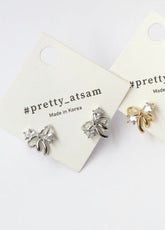 ✨ Bow Knot Ribbon Stud Earrings – Rhodium & Gold Plated, Hypoallergenic ✨