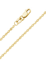 14K Solid Gold 1.6MM Diamond Cut Rolo Round Pendant Chain Necklace