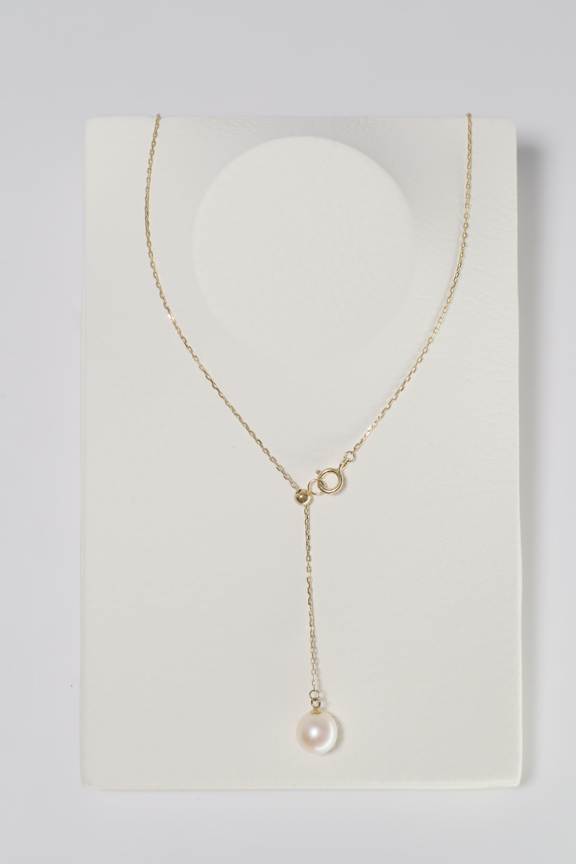 14K Solid Gold Natural Pearl Adjustable Chain Necklace - Pretty At Sam