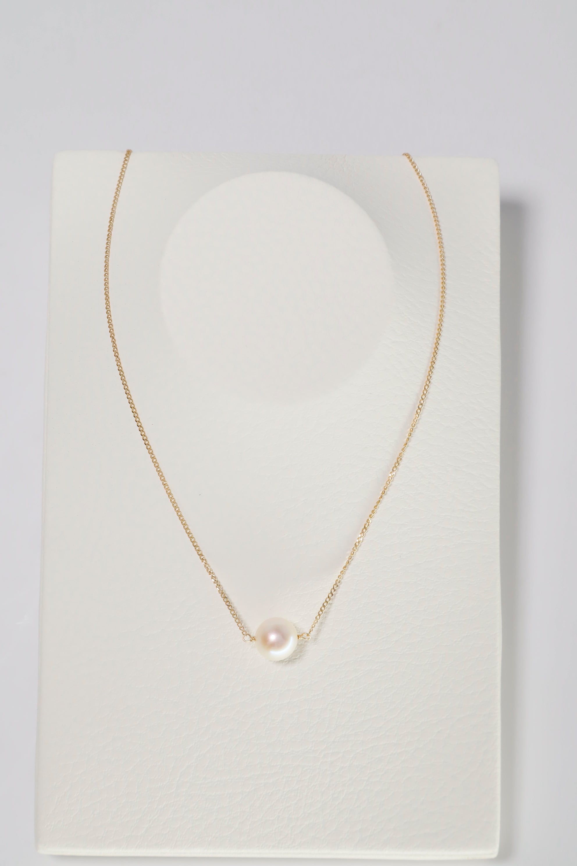 14K Solid Gold Natural Baroque Pearl Chain Through Necklace - Pretty At Sam