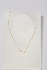 14K Solid Gold Natural Baroque Pearl Chain Through Necklace - Pretty At Sam