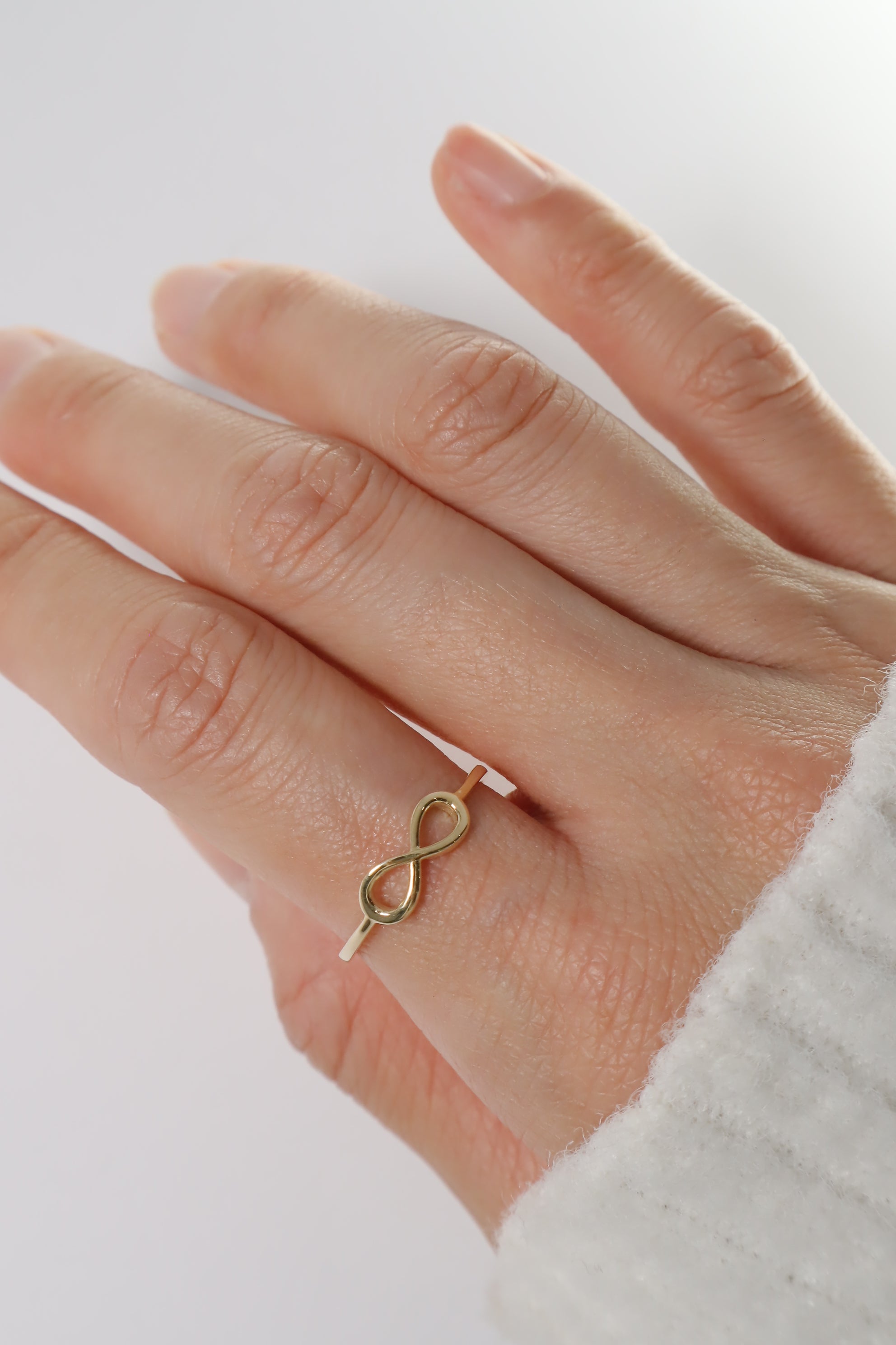 14K Solid Gold M Infinity Stackable Ring - Pretty At Sam