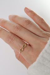 14K Solid Gold M Infinity Stackable Ring - Pretty At Sam