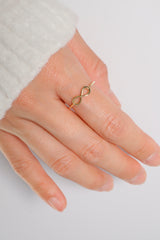 14K Solid Gold M Infinity Stackable Ring - Pretty At Sam