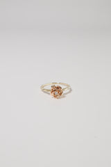 14K Solid Gold Rose Decorate Thorn Ring - Pretty At Sam