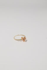 14K Solid Gold Rose Decorate Thorn Ring - Pretty At Sam