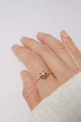 14K Solid Gold Rose Decorate Thorn Ring - Pretty At Sam