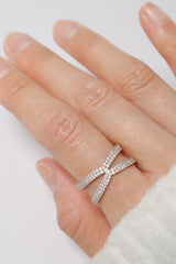 14K Solid Gold X Cross CZ Pave Statement Ring - Pretty At Sam