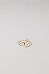 14K Solid Gold CZ Cross Over T Statement Ring - Pretty At Sam