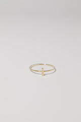 14K Solid Gold Simple Bar Stackable Ring - Pretty At Sam