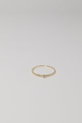 14K Solid Gold CZ Simple Bezel Setting Stackable Ring - Pretty At Sam