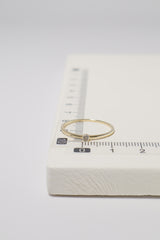 14K Solid Gold CZ Simple Bezel Setting Stackable Ring - Pretty At Sam