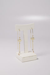 14K Solid Gold Heart Box Chain Dangle Hook Threader Earring - Pretty At Sam