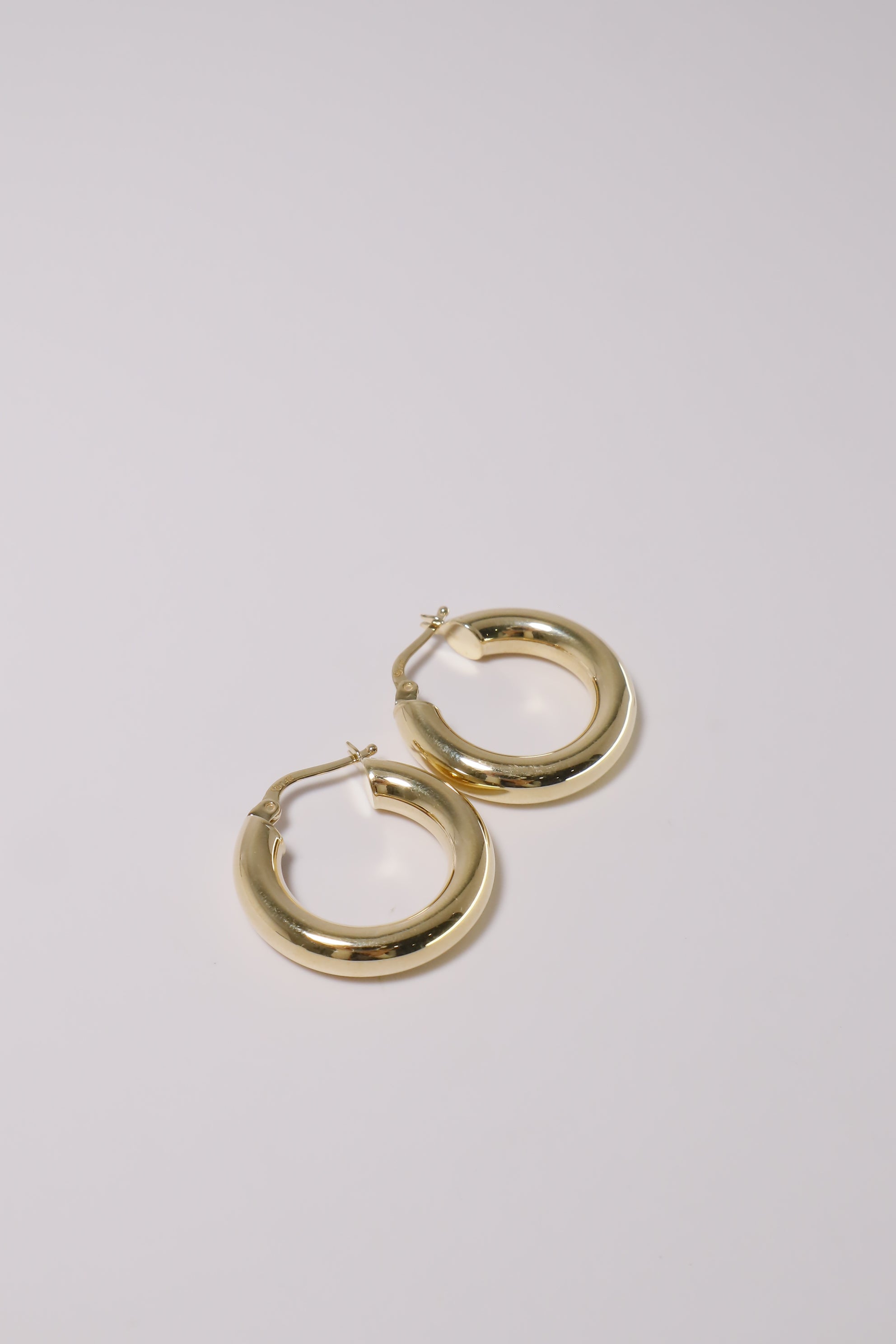 14K Solid Gold 250mm Chunky Latch Back Hoop Earring - Pretty At Sam
