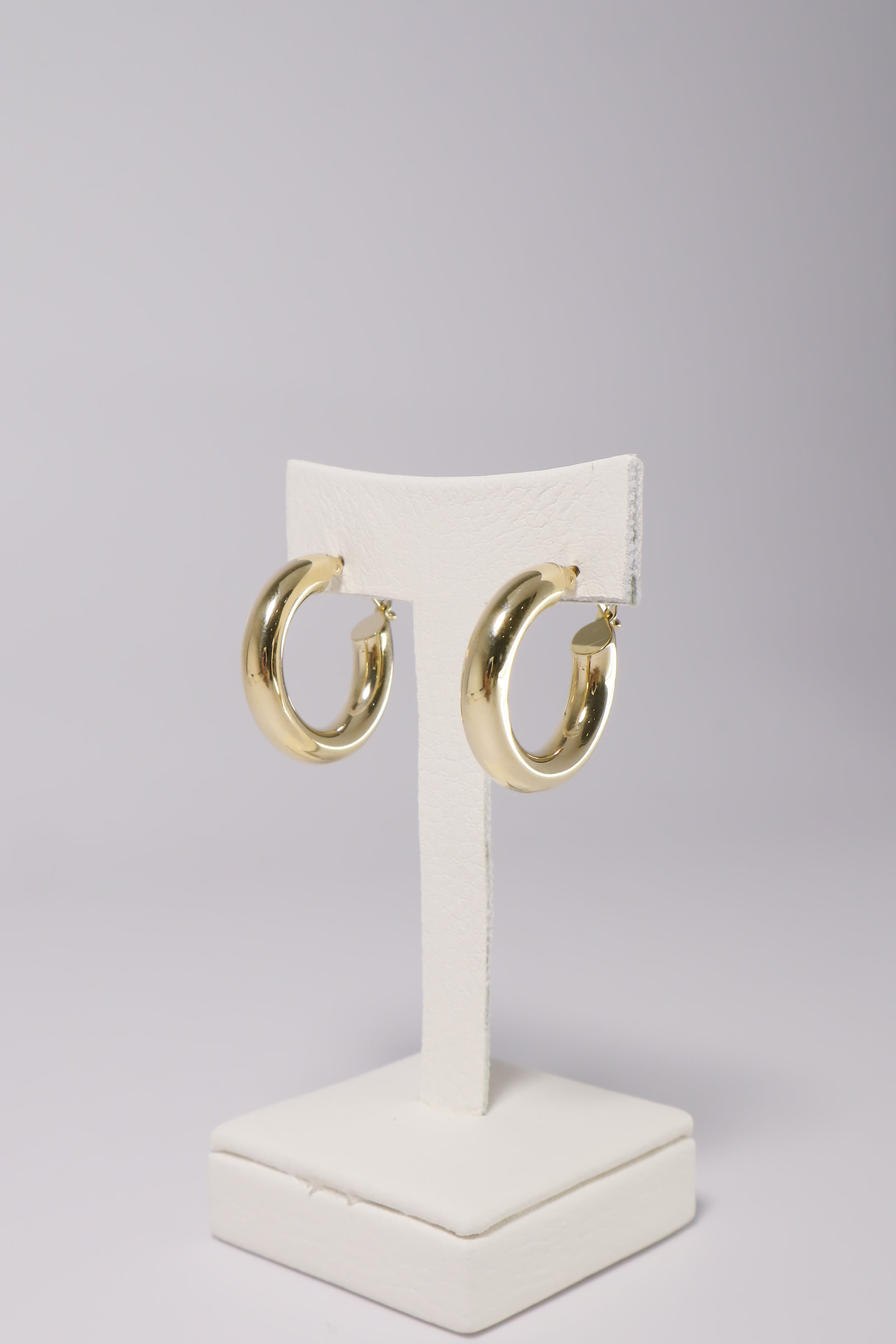 14K Solid Gold 250mm Chunky Latch Back Hoop Earring - Pretty At Sam