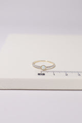 14K Solid Gold Round Opal CZ Channel Setting Ring - Pretty At Sam