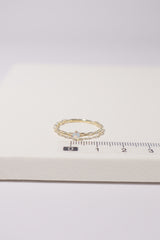 14K Solid Gold Opal Stone Linked Chain Ring - Pretty At Sam