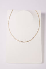 14K Solid Gold Flat Mariner Chain 16" Necklace - Pretty At Sam