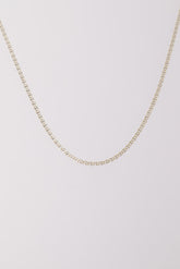 14K Solid Gold Flat Mariner Chain 16" Necklace - Pretty At Sam