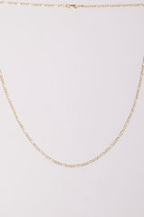 14K Solid Gold Flat Figaro Chain 16" Necklace - Pretty At Sam