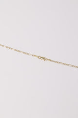 14K Solid Gold Flat Figaro Chain 16" Necklace - Pretty At Sam