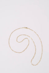 14K Solid Gold Flat Figaro Chain 16" Necklace - Pretty At Sam