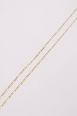 14K Solid Gold Flat Figaro Chain 16" Necklace - Pretty At Sam