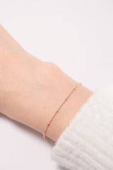 14K Solid Gold Diamond Cut Thin Simple Bracelet - Pretty At Sam