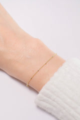 14K Solid Gold Diamond Cut Thin Simple Bracelet - Pretty At Sam