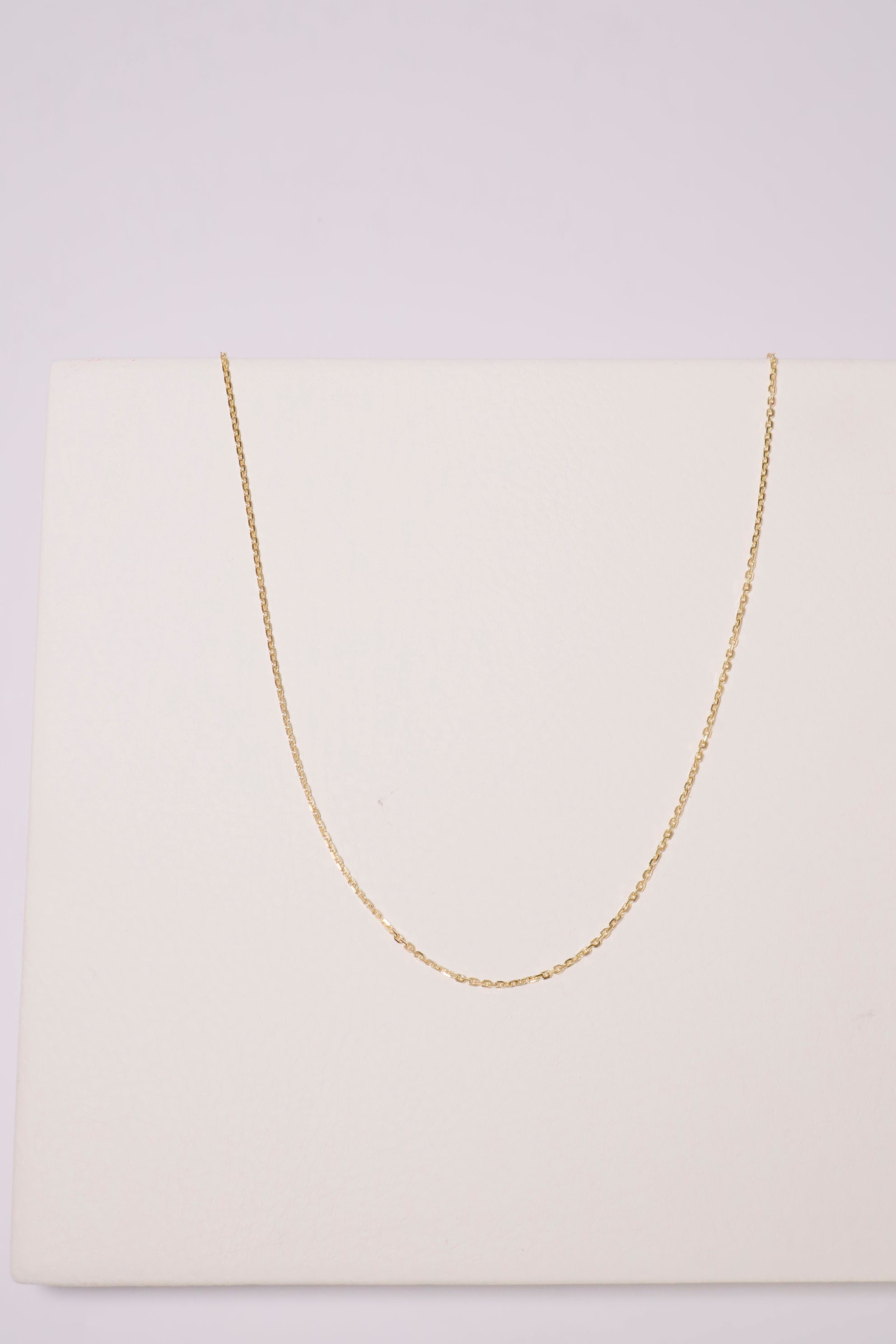 14K Solid Gold Simple Classic Cable Chain 16" Necklace - Pretty At Sam