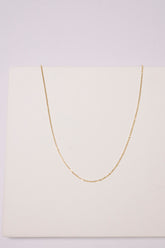 14K Solid Gold Simple Classic Cable Chain 16" Necklace - Pretty At Sam