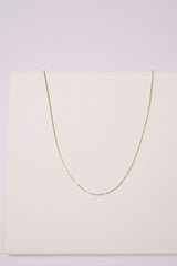 14K Solid Gold Simple Classic Cable Chain 16" Necklace - Pretty At Sam
