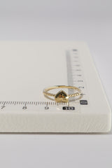 14K Solid Gold 3D Heart Ball Linked Ring - Pretty At Sam