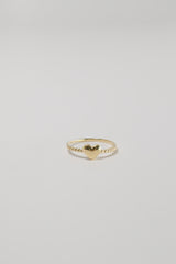 14K Solid Gold 3D Heart Ball Linked Ring - Pretty At Sam