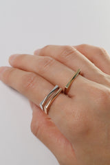 14K Solid Gold Square Diamond Cut Stackable Ring - Pretty At Sam