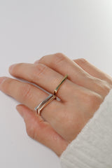 14K Solid Gold Square Diamond Cut Stackable Ring - Pretty At Sam