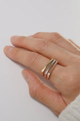 14K Solid Gold Square Diamond Cut Stackable Ring - Pretty At Sam