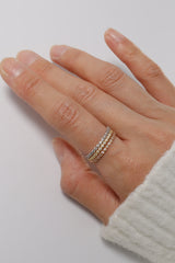 14K Solid Gold Round Cut CZ Stackable Ring - Pretty At Sam