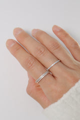 14K Solid Gold Classic Pave CZ Stackable Ring - Pretty At Sam