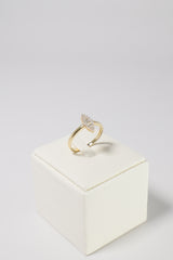 14K Solid Gold CZ Marquise Statement Ring - Pretty At Sam