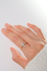 14K Solid Gold CZ Marquise Statement Ring - Pretty At Sam