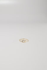 14K Solid Gold Ichthys symbol fish CZ Stone Ring - Pretty At Sam