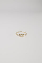 14K Solid Gold Ichthys symbol fish CZ Stone Ring - Pretty At Sam