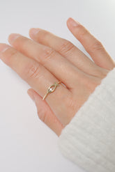 14K Solid Gold Ichthys symbol fish CZ Stone Ring - Pretty At Sam
