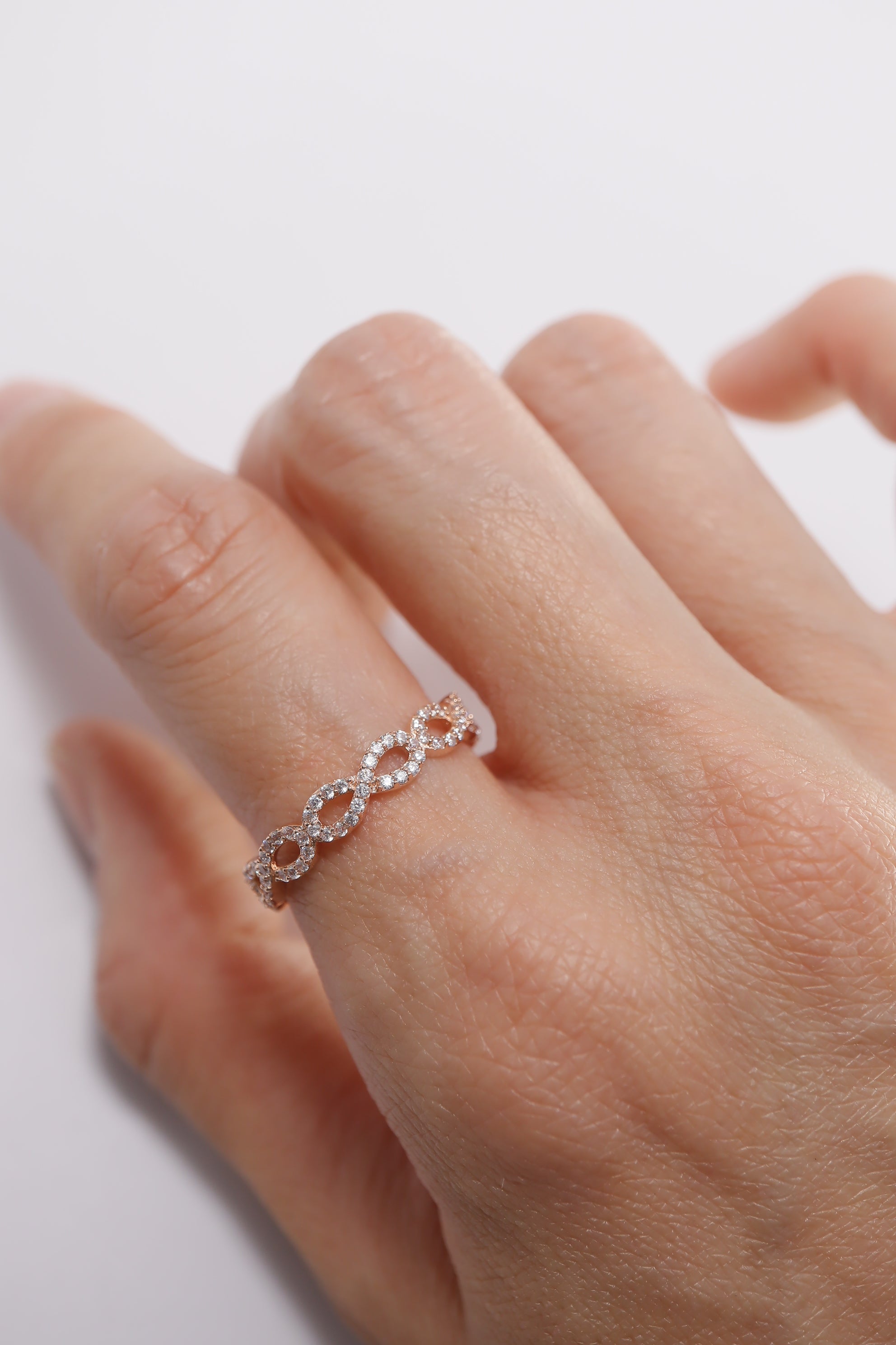 14K Solid Gold CZ Infinity Eternal Ring - Pretty At Sam