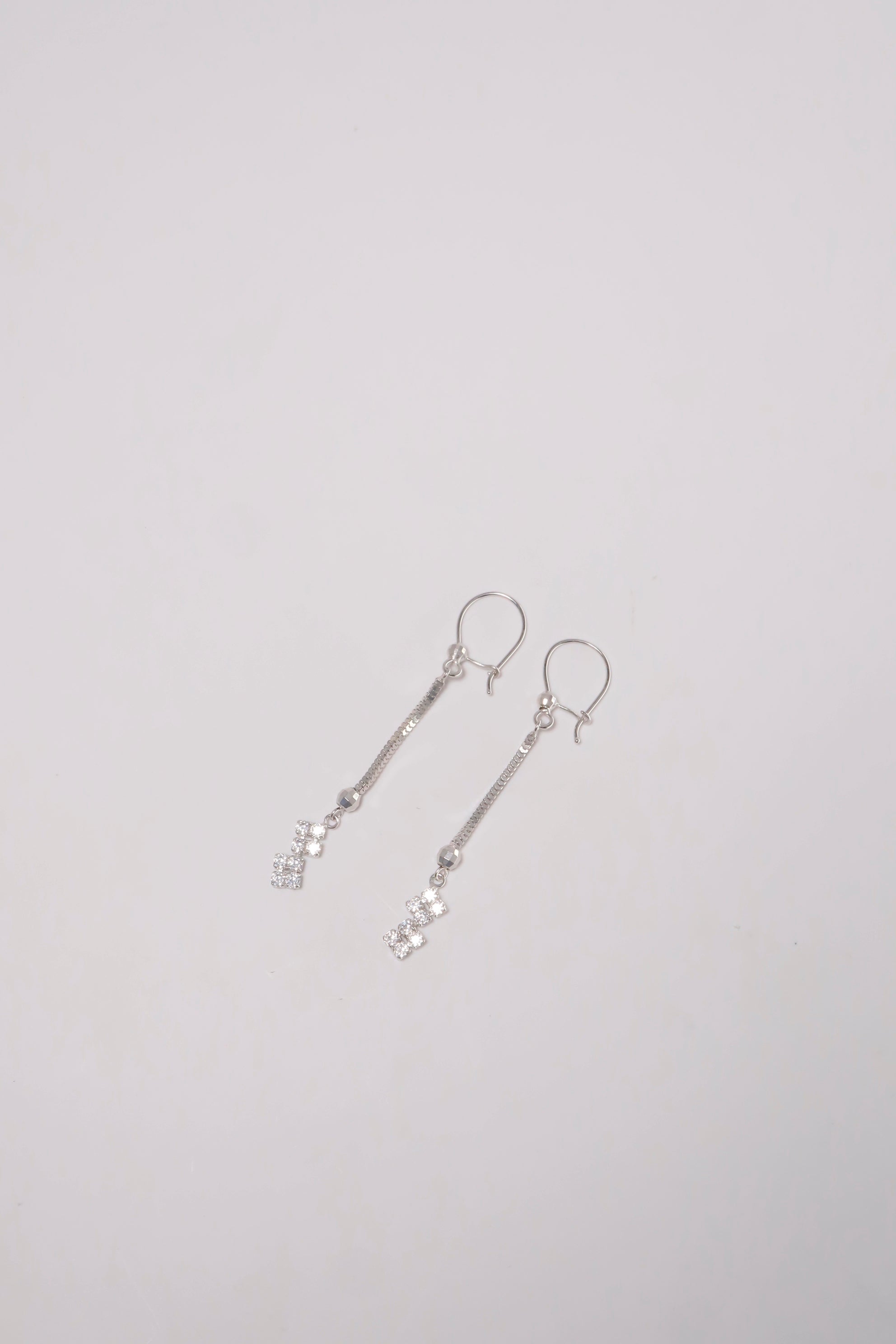 14K Solid Gold CZ Box Chain Dangle Hook Hoop Earring - Pretty At Sam