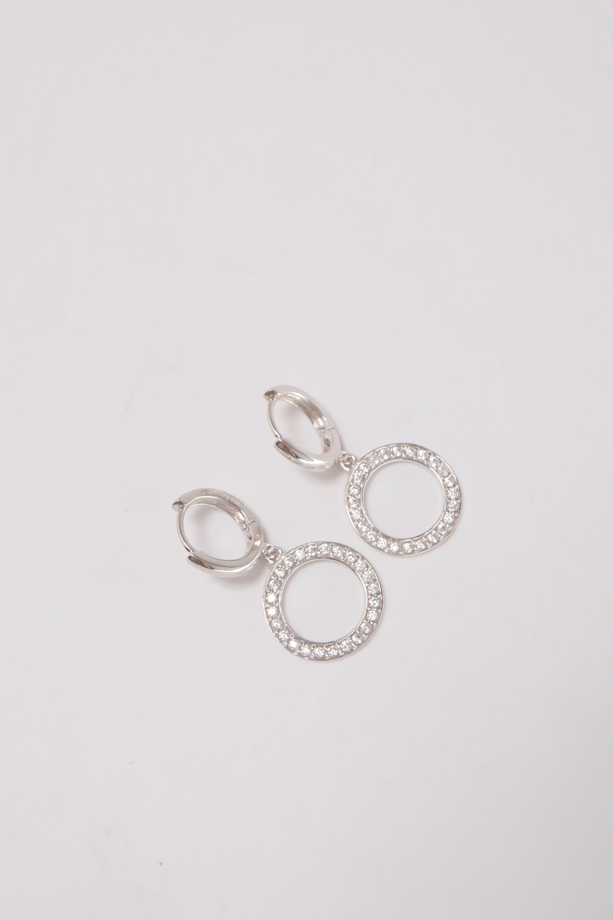 14K Solid Gold 10mm CZ Disc Donut Dangle Earring - Pretty At Sam