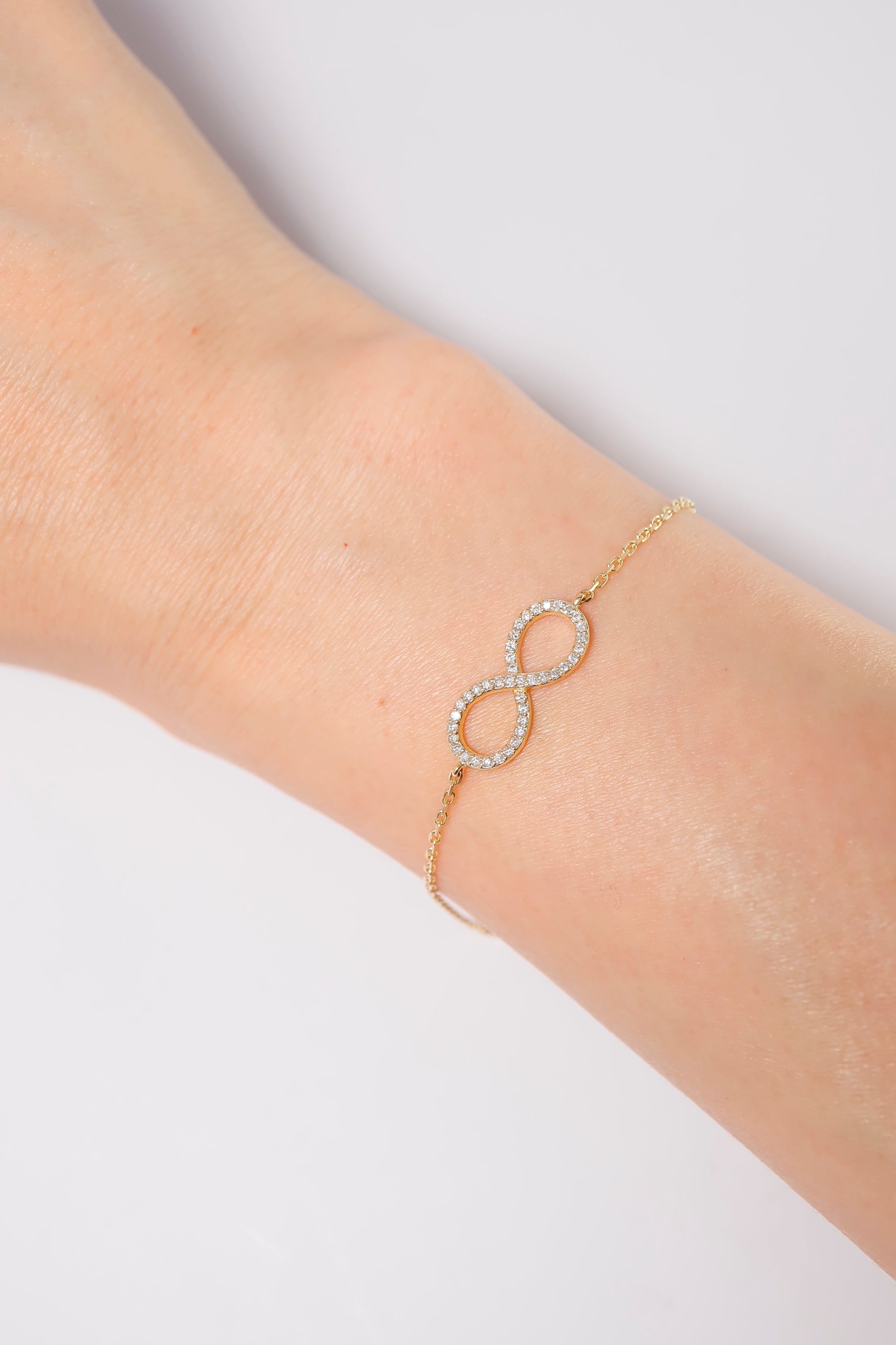 14K Solid Gold Natural Diamond Infinity Pave Bracelet - Pretty At Sam