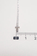 14K Solid White Gold 2.1mm Lab Rectangle Cut Tennis Bracelet - Pretty At Sam