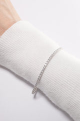 14K Solid White Gold 2.1mm Lab Rectangle Cut Tennis Bracelet - Pretty At Sam